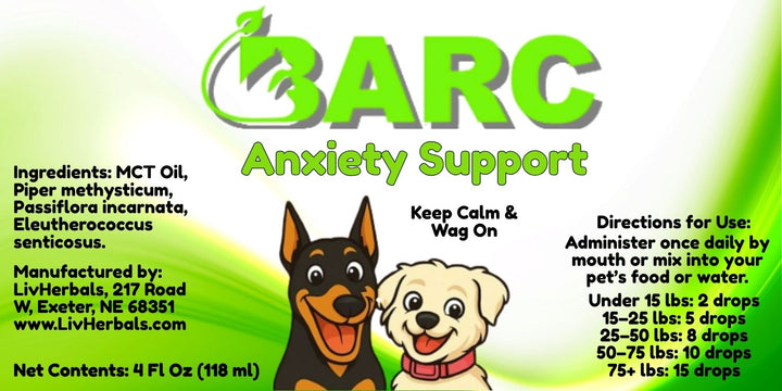 Anxiety Support –  BARC Anxiety Herbal Drops for Dogs & Cats