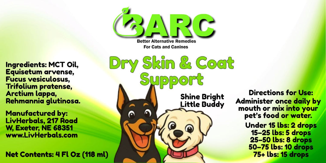Dry Skin & Coat Support Herbal Drops – BARC Better Alternative Remedies for Cats & Canines